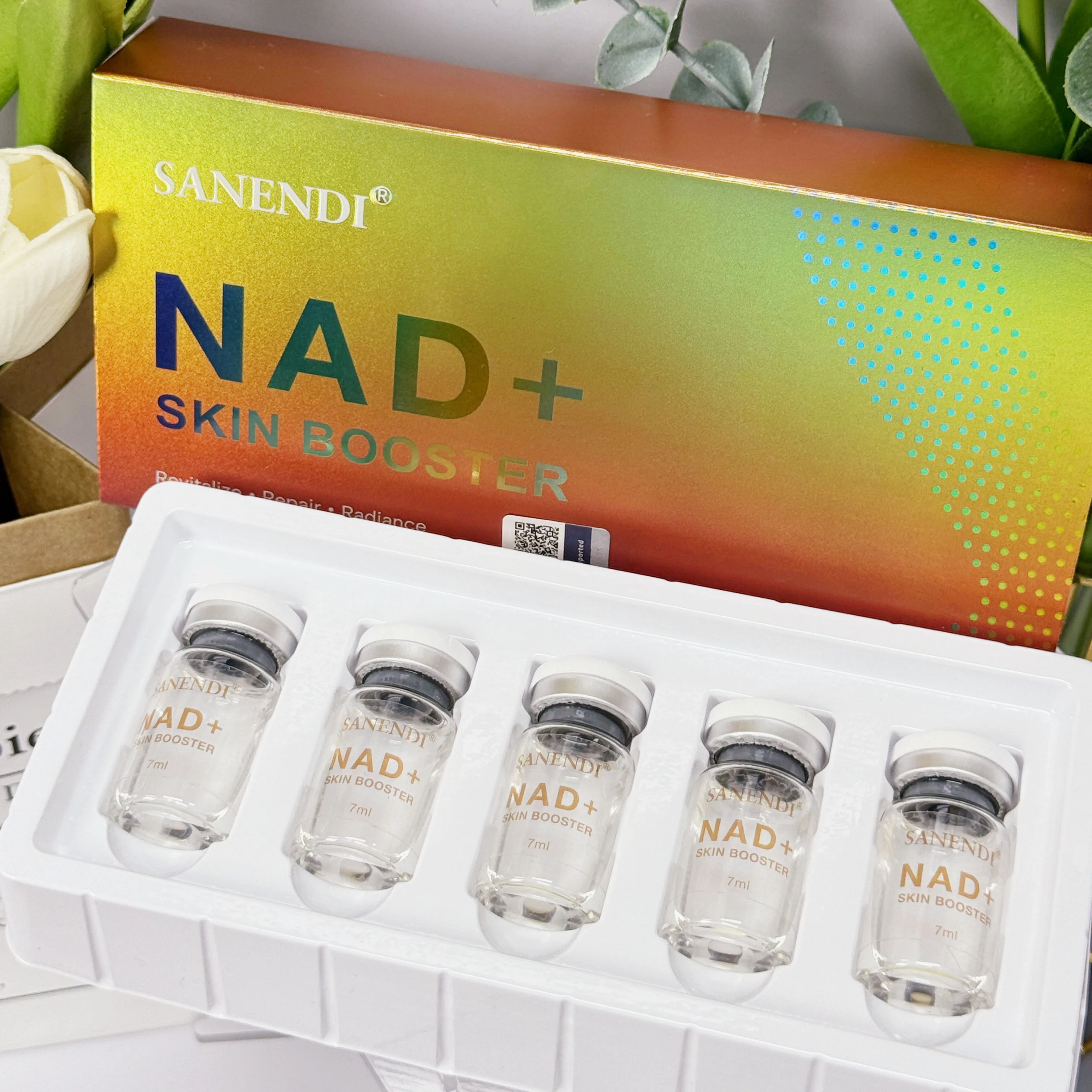 Sanendi NAD + Korea منتج العناية بالبشرة جوهر معقد للملمس الخفيف ومجموعة جوهر الرعاية اليومية ذات الملمس الشفاف قوارير 7 مل × 5