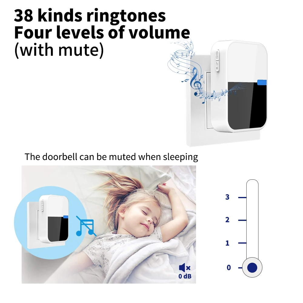 New Wireless Outdoor Doorbell House No Battery required Waterproof Self-Powered Door bell Sets Home  Kinetic Ring Chime Doorbell