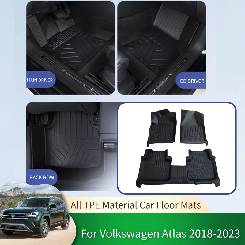 

Car Waterproof Non-slip Floor Mats Full Surround Protective Liner Foot Pad Carpet for VW Volkswagen Atlas Teramont CA1 2018~2023