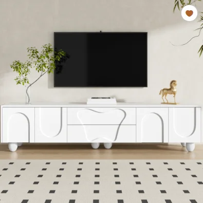 180 cm witte tv-kast met houten poten – Een minimalistische en elegante tv-kast met veel opbergruimte en uniek design
