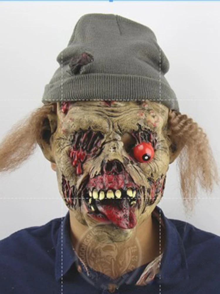 Bloody Joker Mask Half Face Latex Clown Halloween Costume for Adults Cosplay Scary Clown Mask Party Props Carnival Creepy Smiling Clown Horror