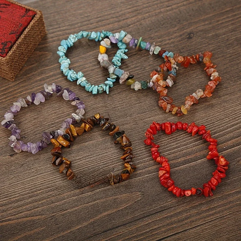 AliExpress JAVRICK Color Natural Gem Chakras Crystal Bracelet for Men and Women Irregular Roller Polishing Alignment Gravel Bracelet for Meditation