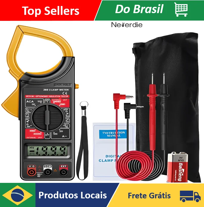 Multímetro Digital Eletrônico, Aliicate Amperi, C Estojo, Neverdie Store
