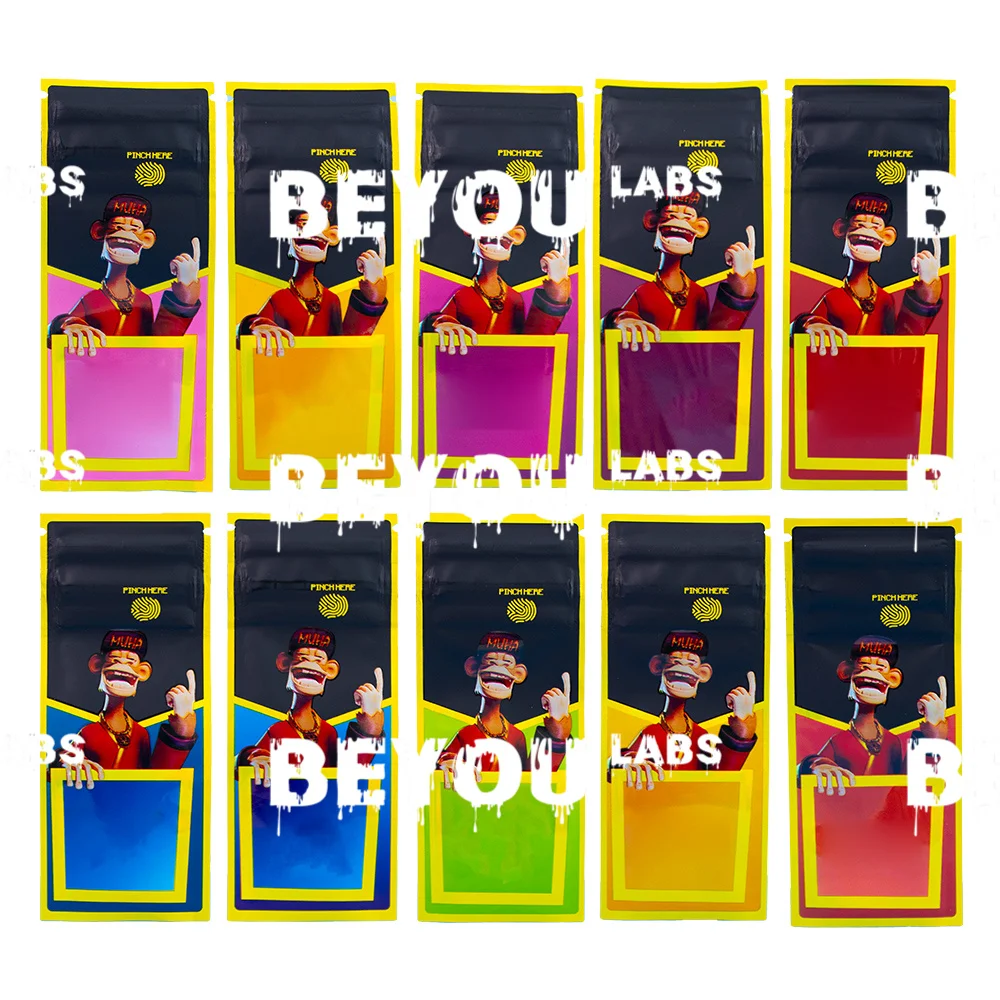 Empty Cartridge Matte Plastic Opp Pouches Laser Flat Bag Child Resistant Zipper Display Screen Paper Box Folding Packaging 10set