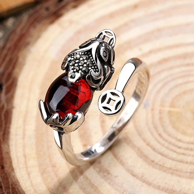 Pixiu Ring Charms Bring Luck Wealth Chinese Feng Shui Beast Treasure Amulet Open Adjustable Buddha Rings Jewelry Female Men Gift AliExpress