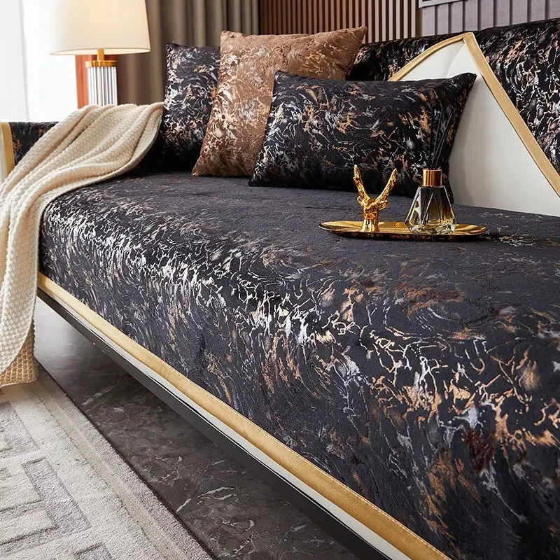 Dutch Velvet Gilding Technology Sofa Cover Sofa Cushion Four Season Sofa Towel Anti Slip Light Luxury Leather Sofa Blanket