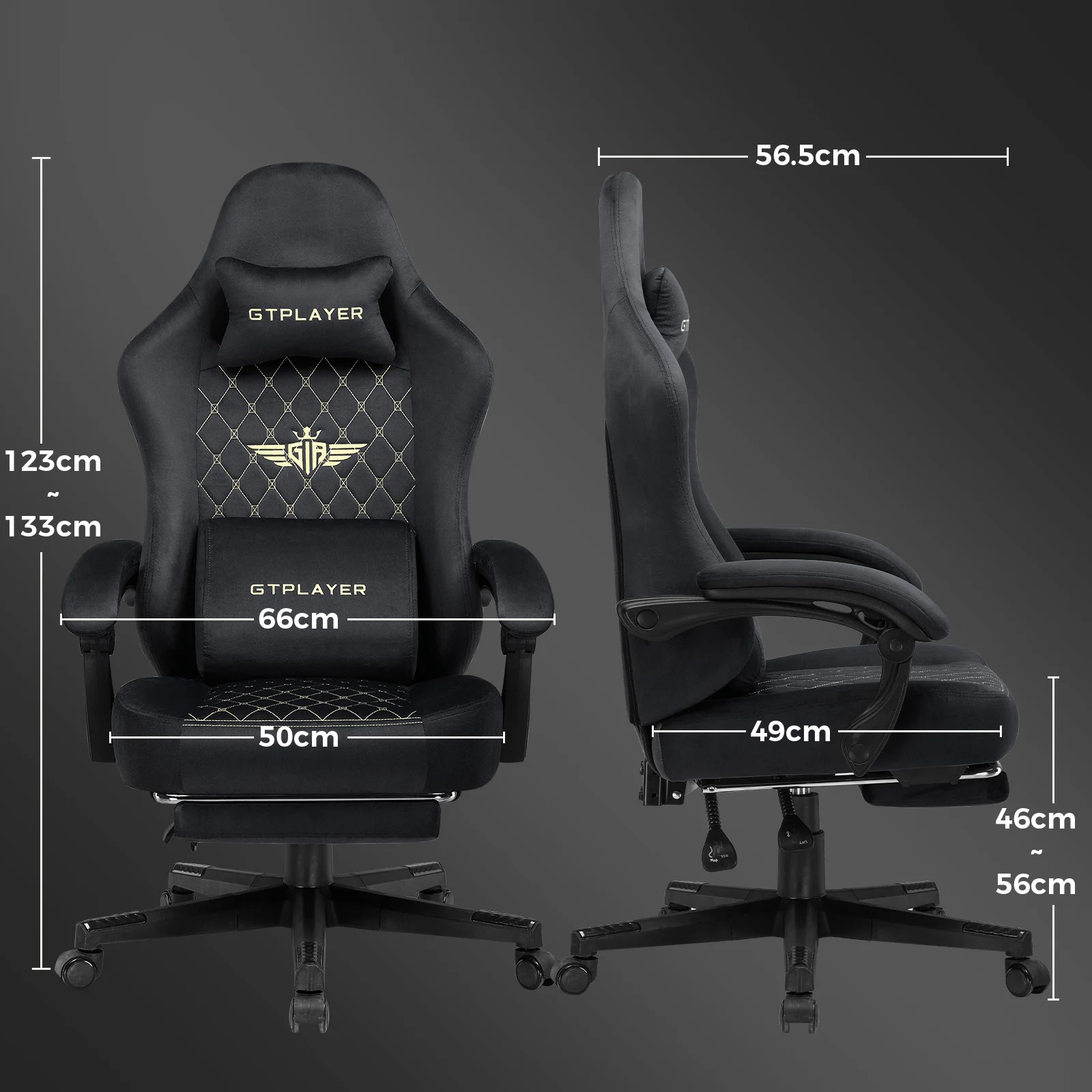 Gtplayer Gaming Chair Fabric with Pocket Spring Cushion, Ergonomic Video Swivel Game Chair with Footrest for Adults image 2