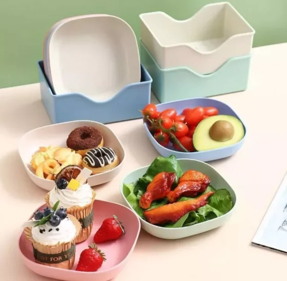 10 Dishes Set Set With Base Reusable Pure Plastics-Neverdie Store