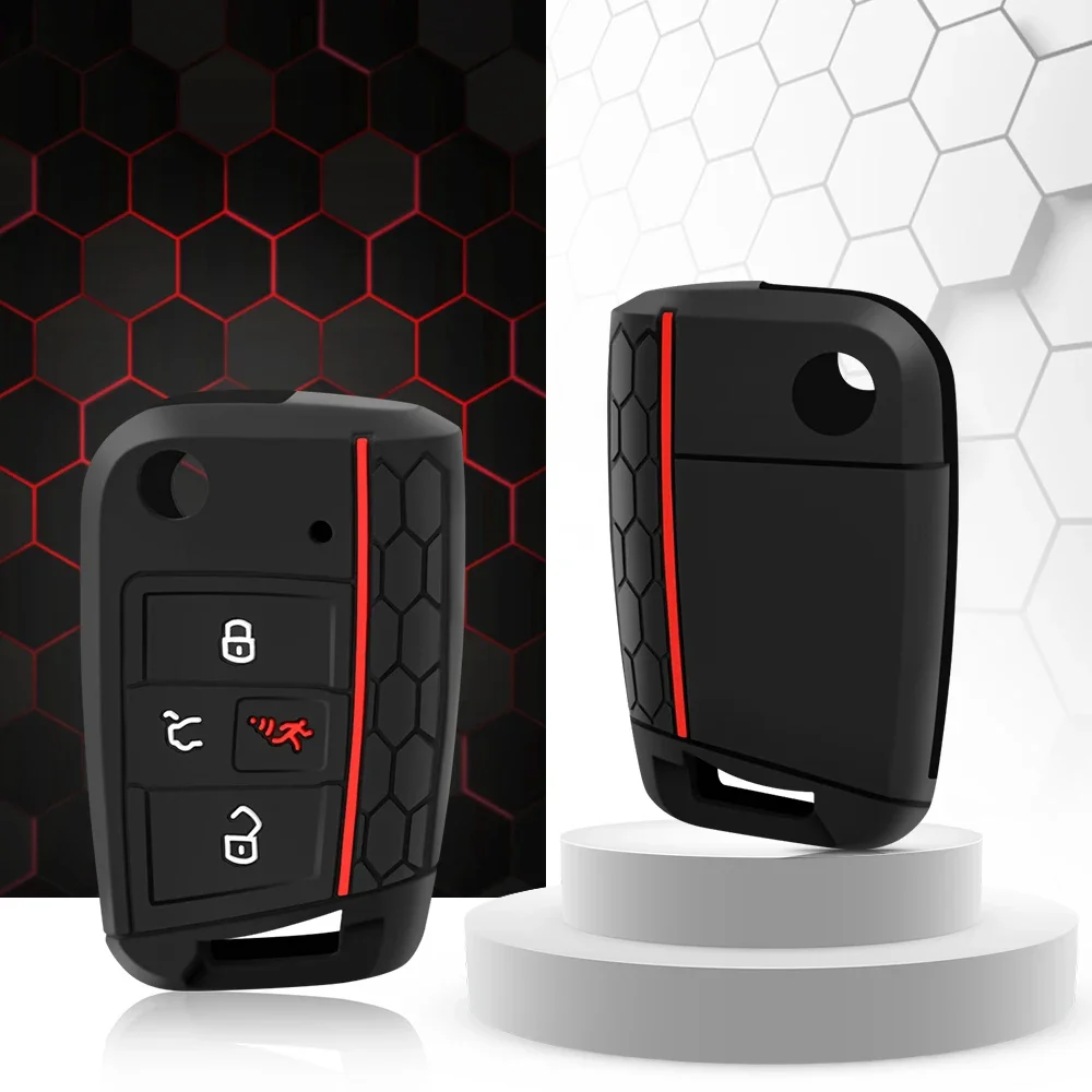 Housse de clé en Silicone pour VW Polo Golf 7 Tiguan pour Skoda Octavia Kodiaq Karoq pour SEAT Ateca Leon Ibiza 2016 2017 2018 2019