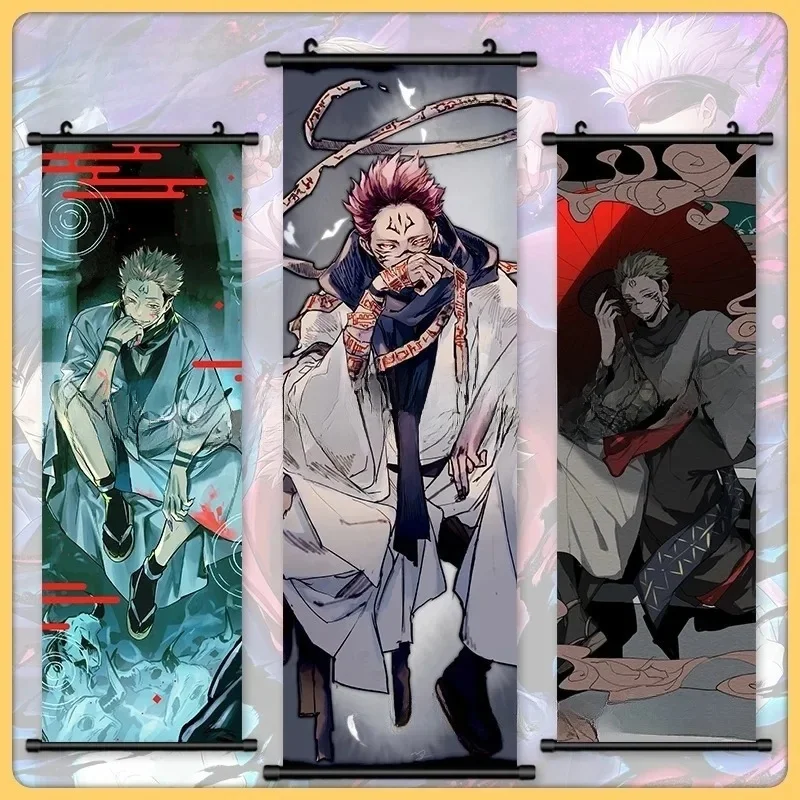 Jujutsu Kaisen Home Decor Ryomen Sukuna Wall Artwork Picture Manga Scroll Hanging Painting Print Anime Canvas Poster Living Room