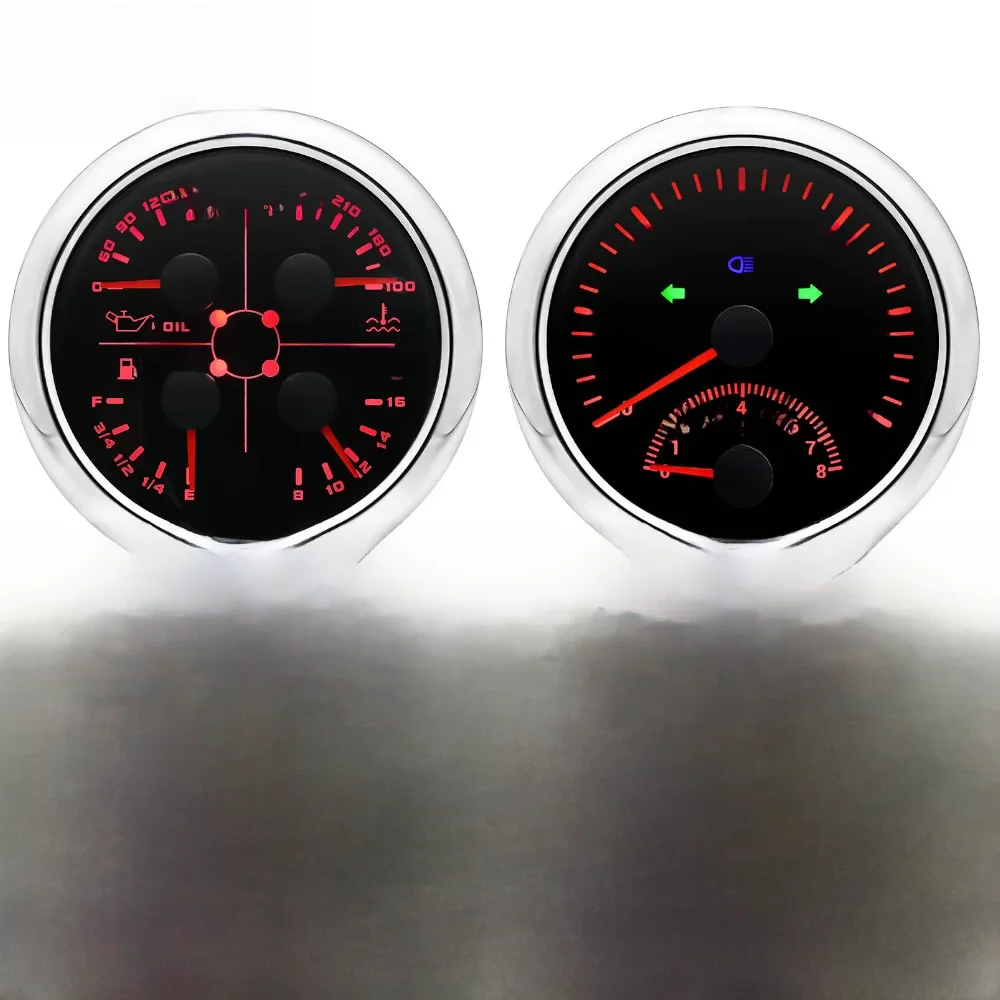 2 Gauge Set 85 MM Boot GPS Snelheidsmeter 120MPH & Brandstofniveau Volt Olie Druk Water Temp 120KMH 200KMH Snelheidsmeter 12 V/24 V - afbeelding 2