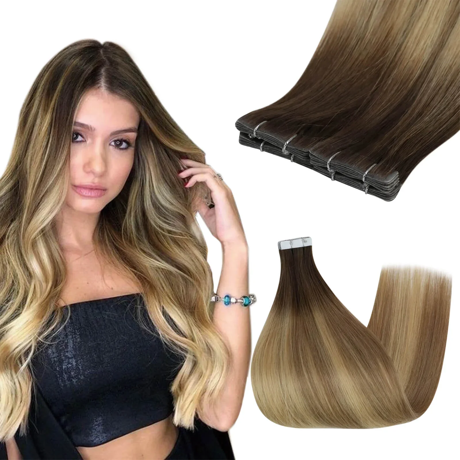 LaaTyo-Extensions de Cheveux Injectés pour Femme, 12 Mois, 100% Vrais Cheveux Brésiliens, 14-24 Pouces, Ruban Invisible Injecté dans les Cheveux