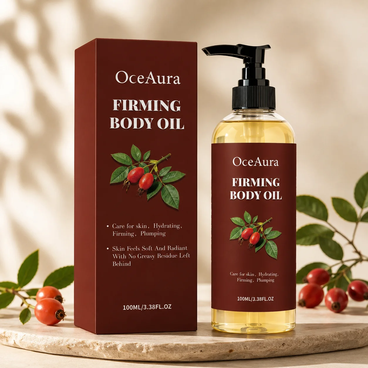 Face Oil Rosehip - Rozenbottelverstevigende lichaamsolie 100 ml, hydraterende en