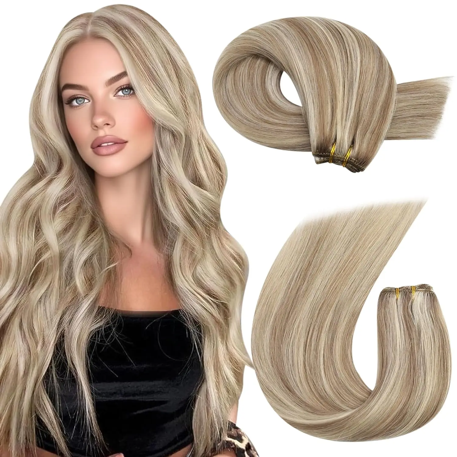 Moresoo Inslag Extensions Human Hair Weave In Dubbele Wefted Bundels Machine Remy Haar Balayage Haarstukken Voor Vrouwen Straight menselijke haar uitbreidingen haarstukken met echthaar 100 human hair