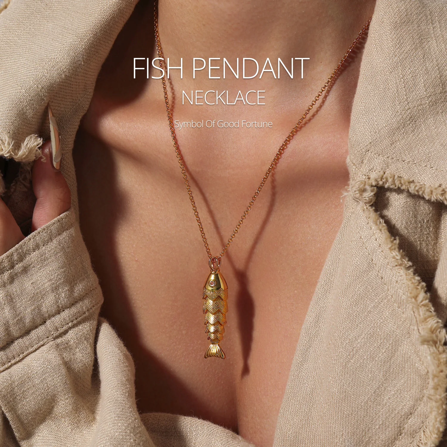 

Fish Pendant Necklace -Luxurious 24K Gold-Plated Design Perfect for Everyday & Special Occasions