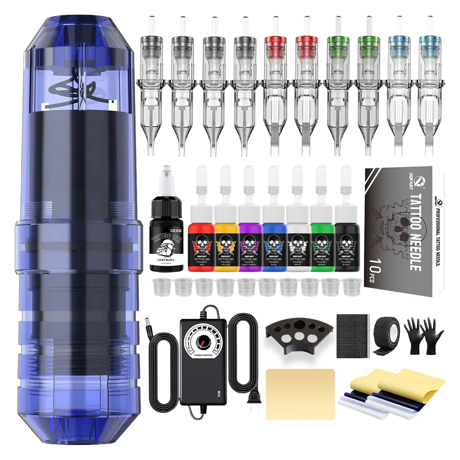 

Complete tattoo machine kit 2026, professional tattoo pen, rotary tattoo machine, ink cup, cartridge tattoo needles, brand new.