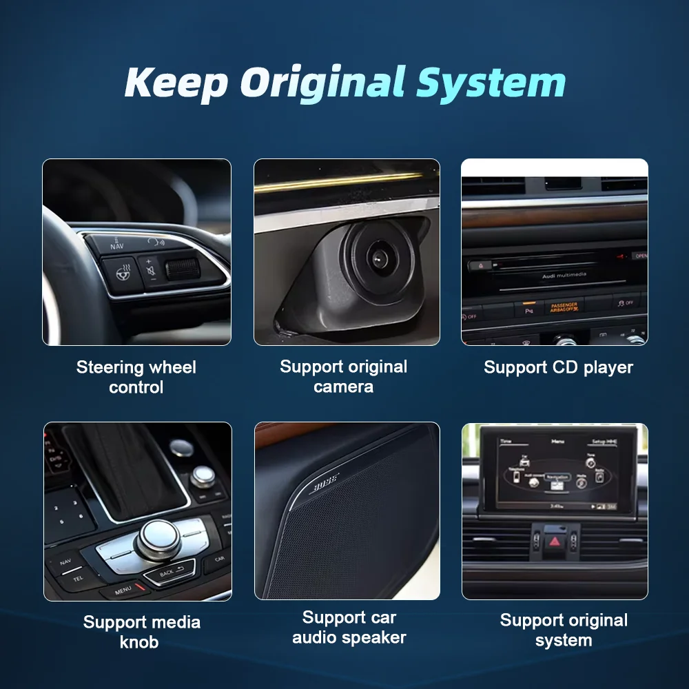 Pantalla táctil Android 14 Qualcomm Wireless Carplay para Audi A4 A5 Q5 B9 2016 2017 2018-2022 Radio Multimedia Sistemas Inteligentes 5