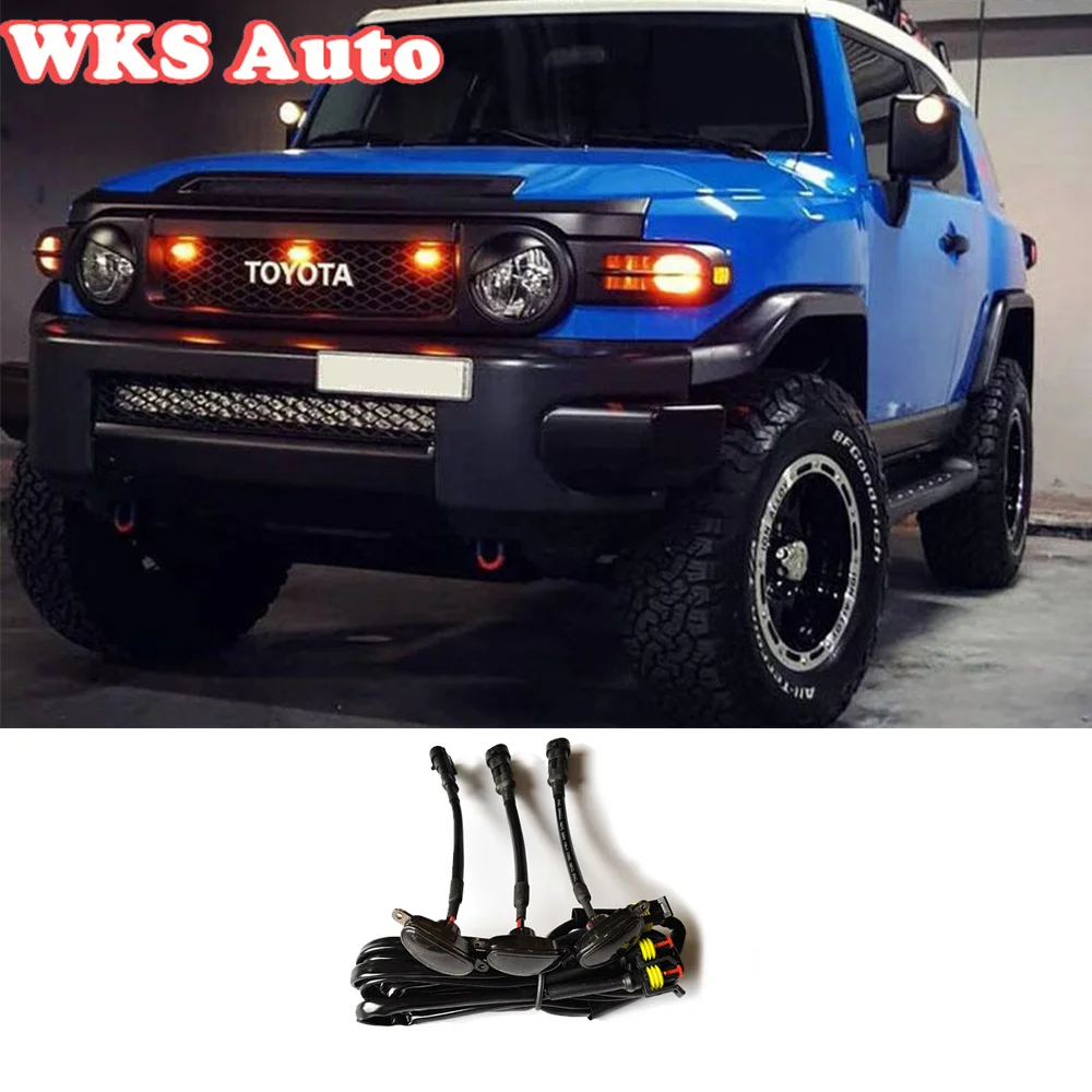 

Car Truck Front Grille Light Hood Cover Atmosphere Yellow Decoration Lamp Fog Light for Toyota FJ Cruiser 2007-2020 LED