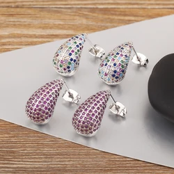 Nidin New Trendy Waterdrop Shape Fashion Versatile Charm Stud Earrings For Women OL Style Ear Jewelry Accessories Party Gifts