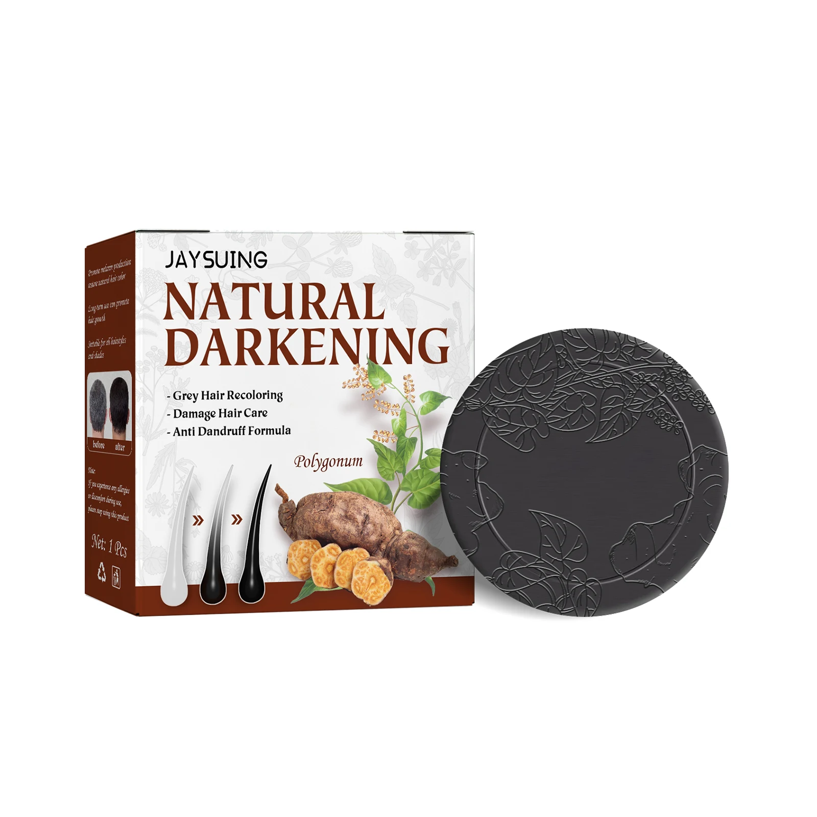 Natural Darkening Soap Conditioning 2-in-1 Improve Gray Hair Make Black Moisturize Repair Hair Growth Prevent Lost Hair Care