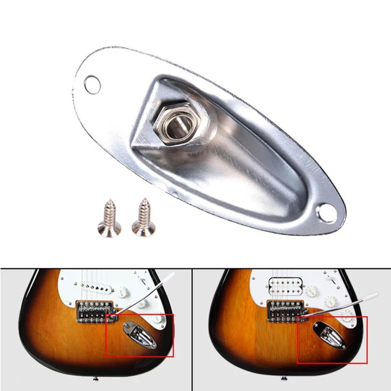 Professionele Boot Stijl 1/4 "Gitaar Pick-Up Uitgang Ingang Chrome Jack Plug Socket Voor Strat Elektrische Gitaren Onderdelen Zilver/Zwart