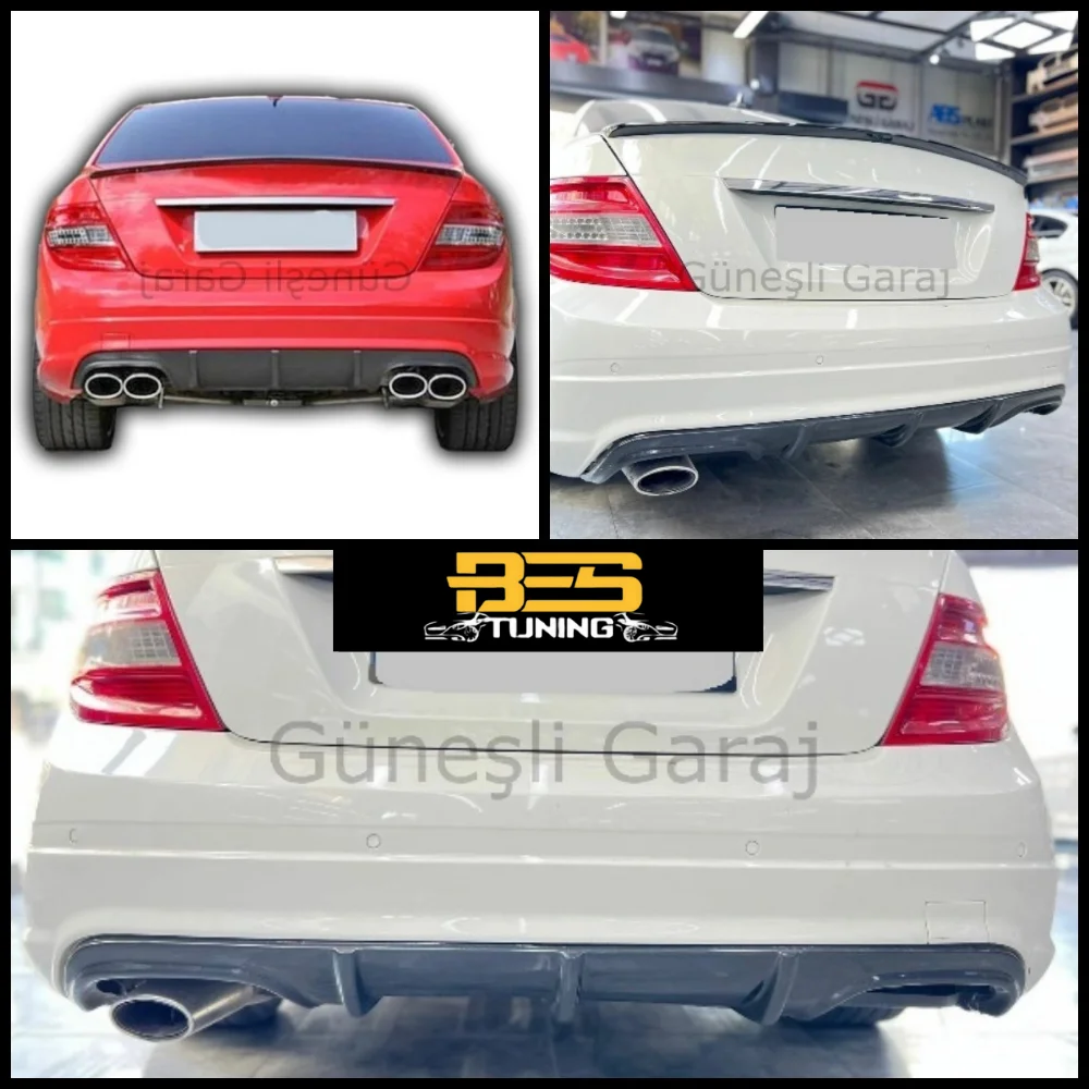 Car Rear Bumper Lip Diffuser Spoiler Rear Side Splitters Flaps For Mercedes W204 2007-2014 C Series Spoiler Deflector Protector