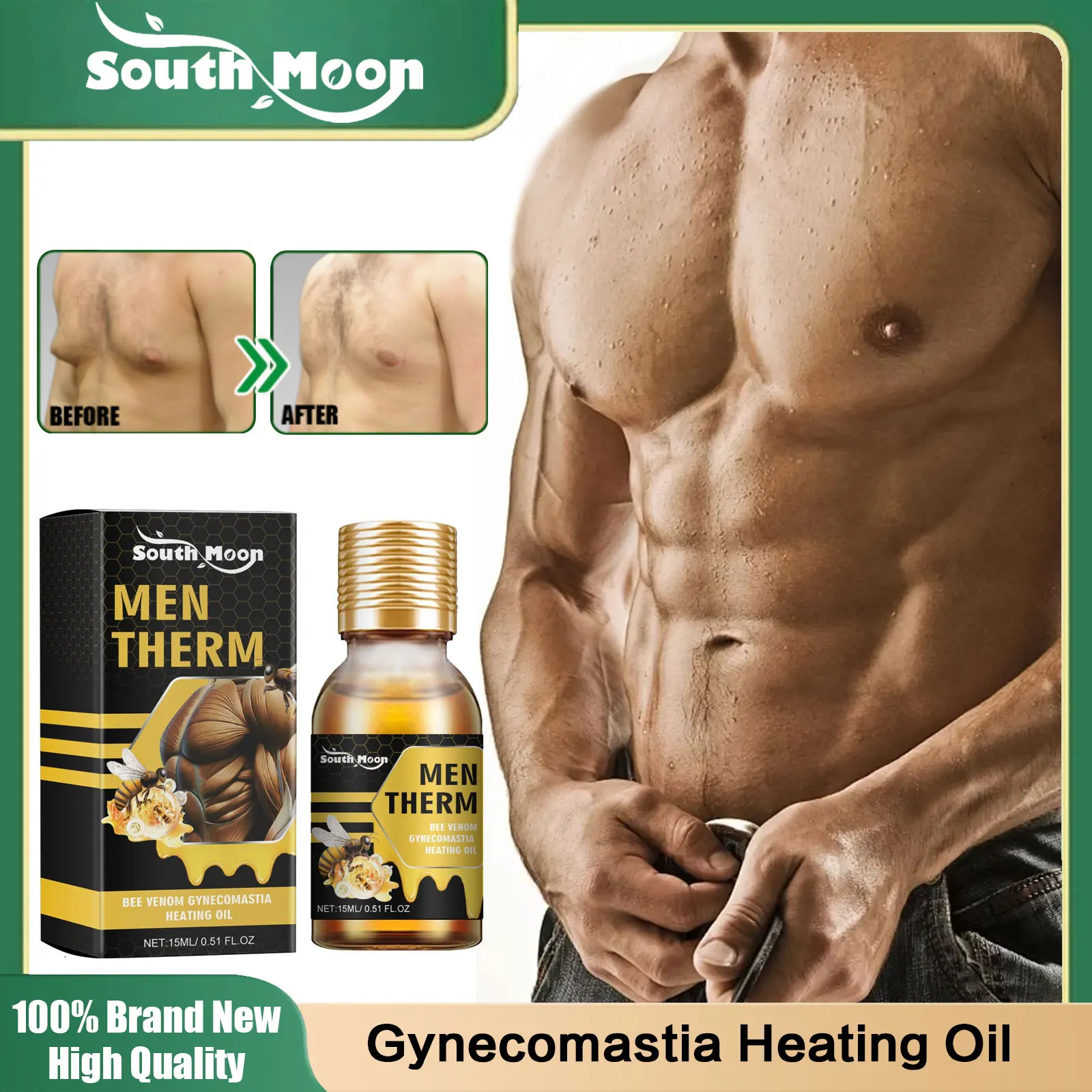 

Bee Venom Gynecomastia Oil Men Breast Firming Massage Heating Oil Strengthen Muscles Gynecomastia Tighten Remove Chest Belly Fat