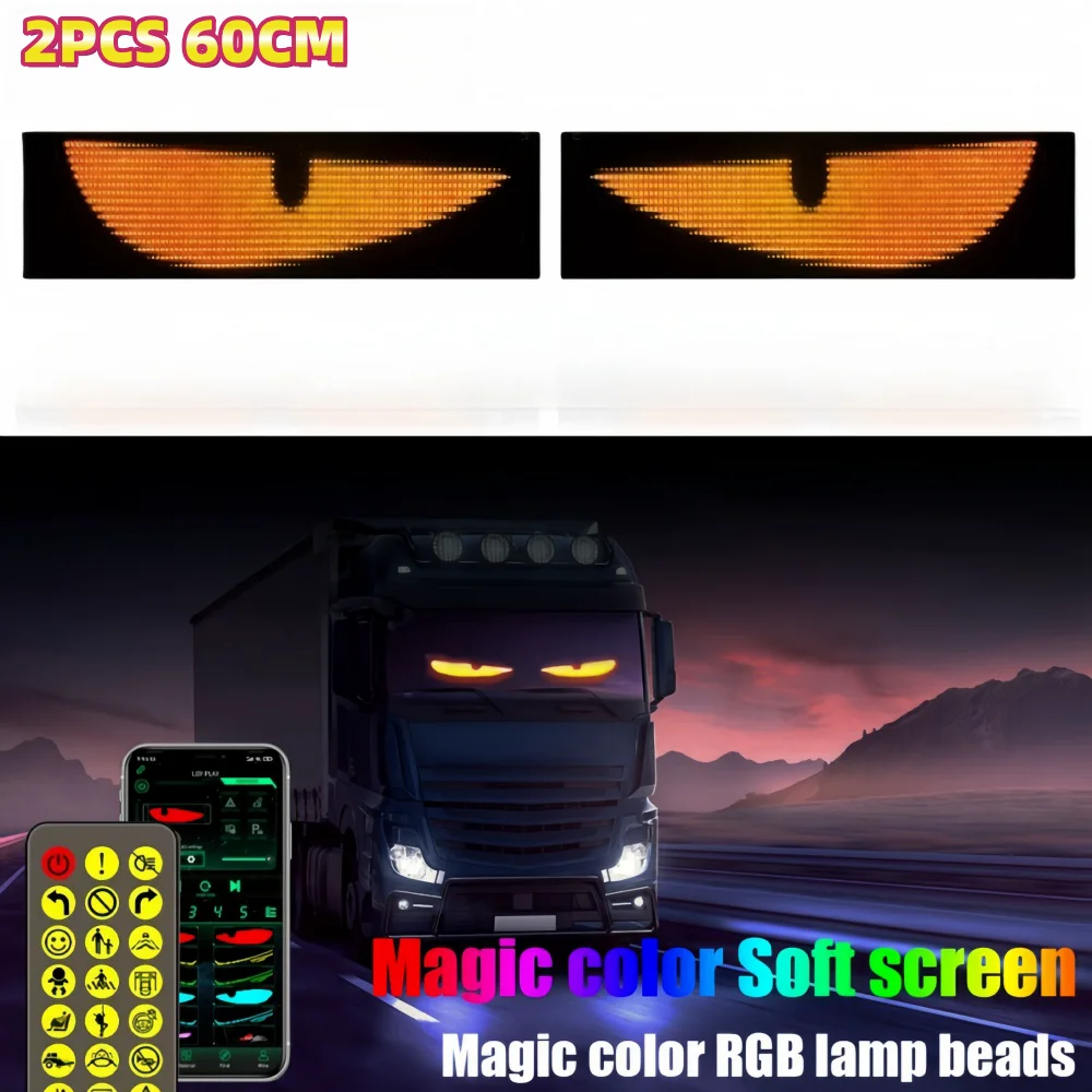 2pcs Dynamic Devil's Eye Truck Windshield Scrolling Advertising APP Bluetooth Control Automotive DIY LED Matrix Pixel Board