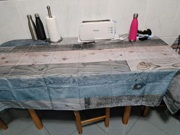 Teal Rustic Wood Texture Rectangle Waterproof Tablecloth Table Decor Farmhouse Kitchen Dining Table Cloth Holiday Party Decor photo review