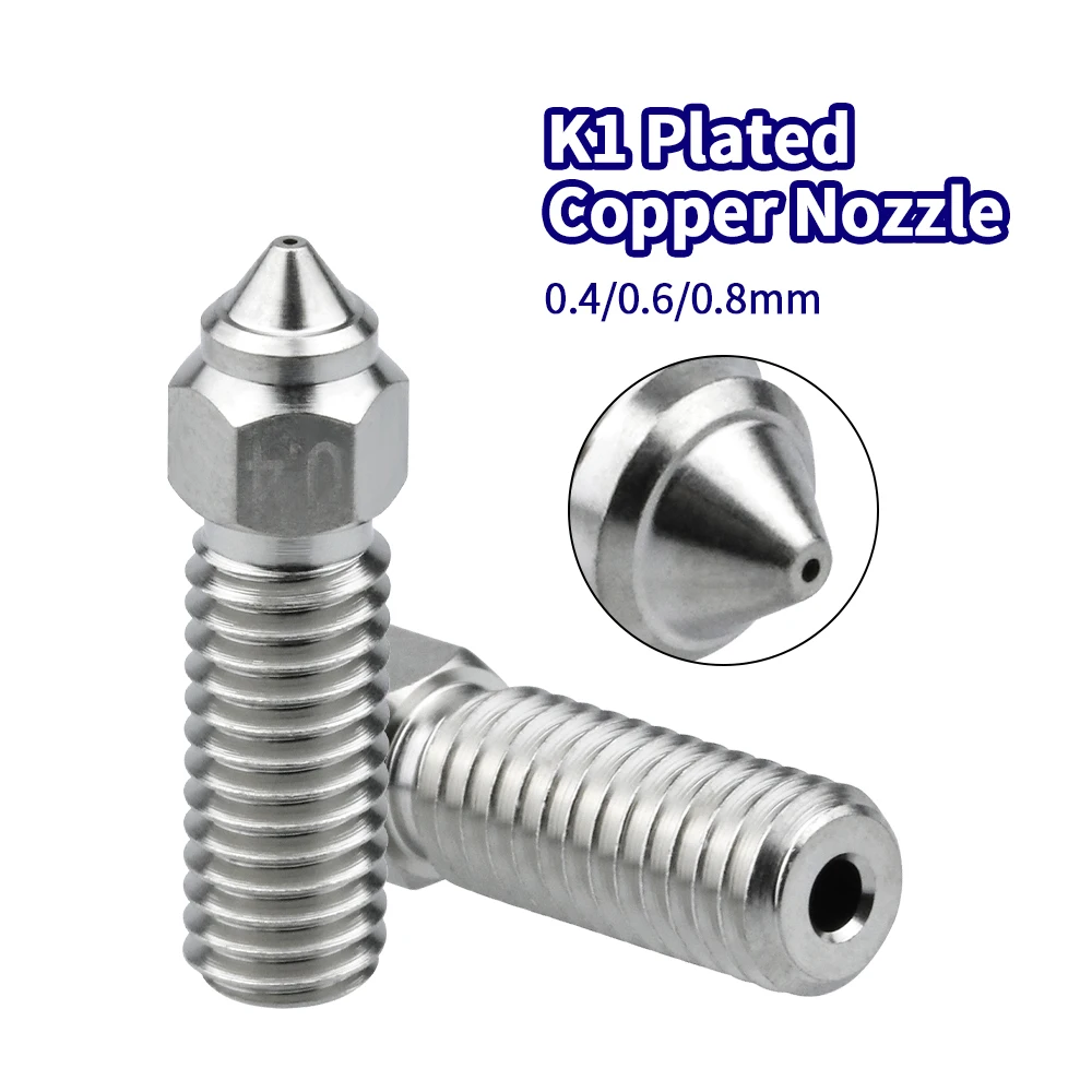 

K1 High Speed Nozzle Volcano Copper Plated 0.4 0.6 0.8mm Brass Nozzles fit Vyper/Kobra/k1 max 1.75mm Filament