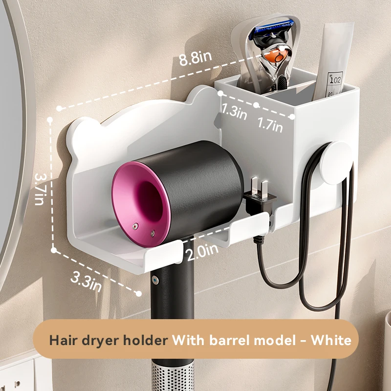 

JONSOON Wall Mounted Hair Dryer Holder Bathroom Shelf without Drilling Plastic Hair dryer stand Bathroom Organizer