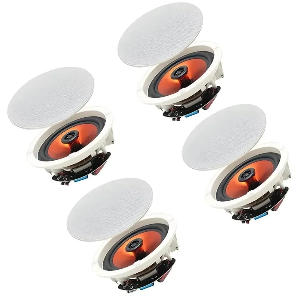 Herdio 6.5 "haut-parleurs de plafond Bluetooth pour Home cinéma intérieur 600 Watts Tweeter dôme bidirectionnel Installation facile 4 haut-parleurs