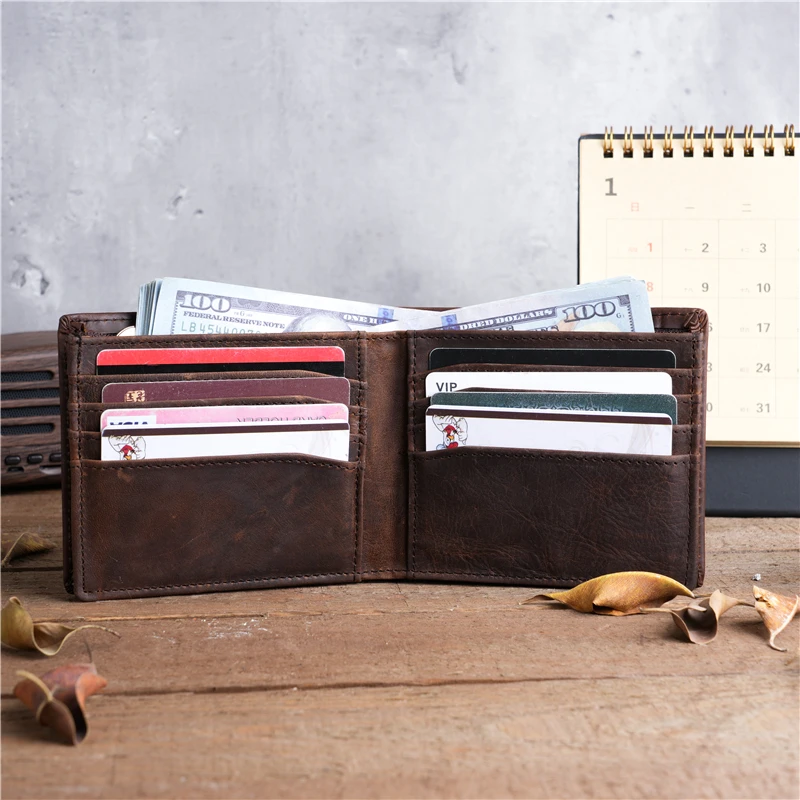 

Men Wallet Leather Card Holder Purse Money Case Credit ID Card Genuine Leather Men Purse Money Clips Money bag