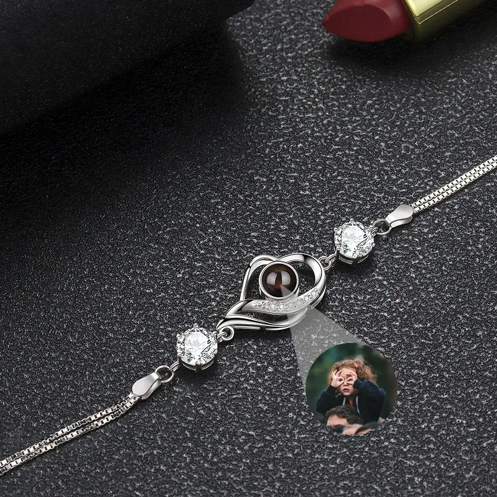 Projection Photo Bracelet Custom Photo Bracelets for Women Wristbands Eye Heart Crown Valentine's Day Gift Jewelry Accessories