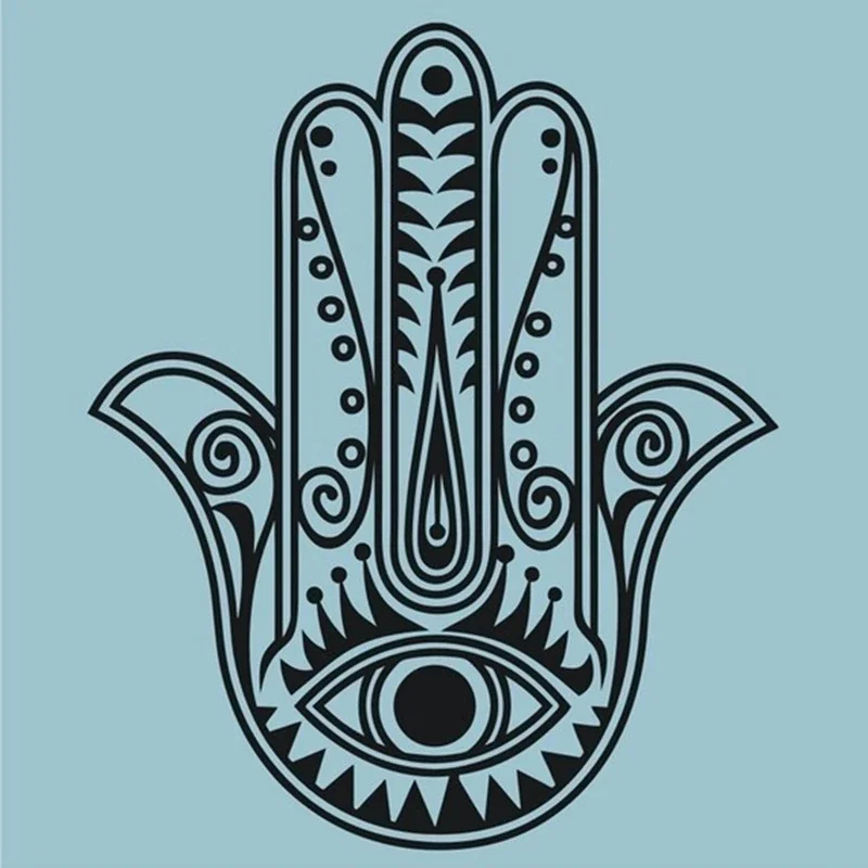 Naklejka ścienna z ręką hamsa, naklejka ścienna z winylu hamsa, naklejka dekoracyjna do domu muzułmańskiego, IS2011 — zdjęcie 2