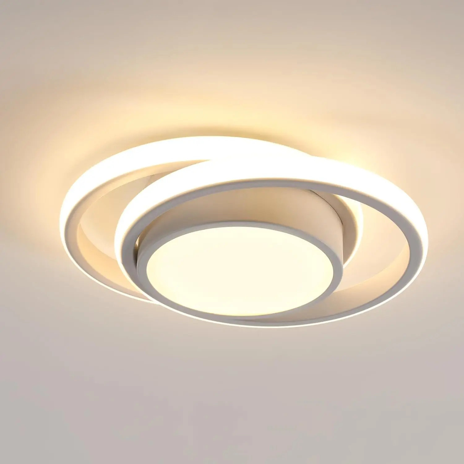 LED-Deckenleuchte, Doppelring Kreative Nordische Weiße Deckenbeleuchtung für Eingangsbereich Flur Wohnzimmer Weiße Deckenlampe