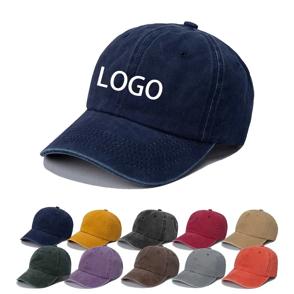 

Customize Women's Cotton Baseball Cap Men's Casual Cap Washed Denim Cap Sun Protection Hat Custom Cap Embroidered Print Logo