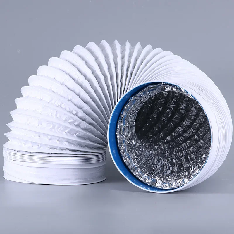 Rura wentylacyjna z folii aluminiowej PVC o średnicy 150/160 mm/170 mm Biały elastyczny wąż kompozytowy Skalowalna rura dymna Wentylator wylotowy kuchni — zdjęcie 2