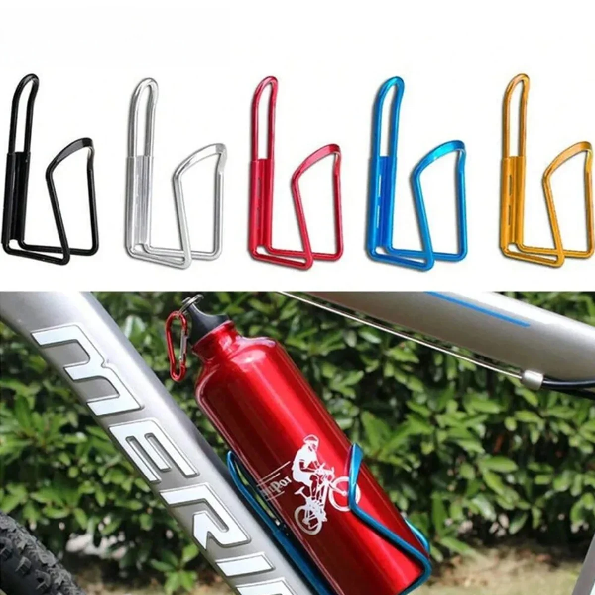AliExpress pinmoap Aluminum Alloy Bicycle Water Bottle Holder Universal Bike Cup Cage Rack For Outdoor Road Mountain Cycling Riding Accessories