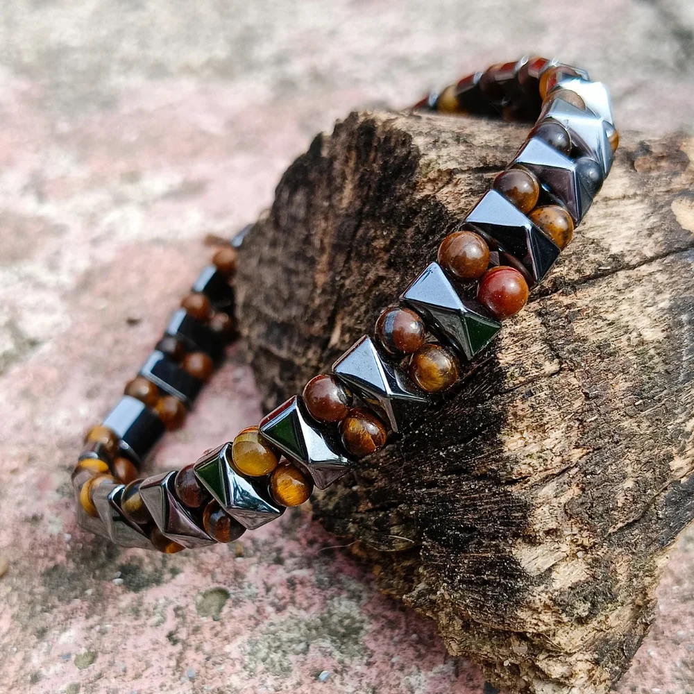 

Men's Bracelet Tiger Eye Natural Stone Handmade Elastic Rope 2024 Fashion