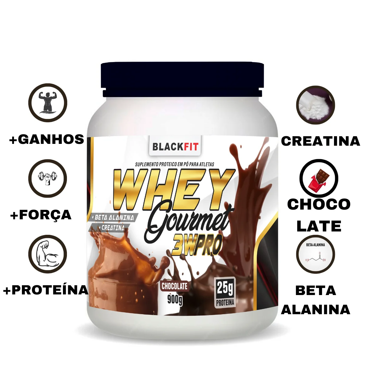 WHEY Gourmet 3w Pro Sabor chocolate Beta Alanina Creatina Melhor que Max titanio crecimiento Creatina BCAA Pré Treino Envío Directo