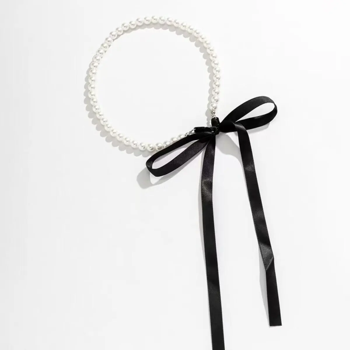 Elegant Black Velvet Ribbon Bowknot Choker Necklace for Women Wed Goth Imitation-Pearl Clavicle Chain Y2K Accessories image 5