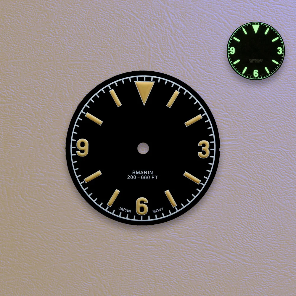Sell Like Hotcakes 28.5mm S Logo Retro Round nail Dial Green Noctilucent Suitable for NH35/NH36 Watch Modification Accessories