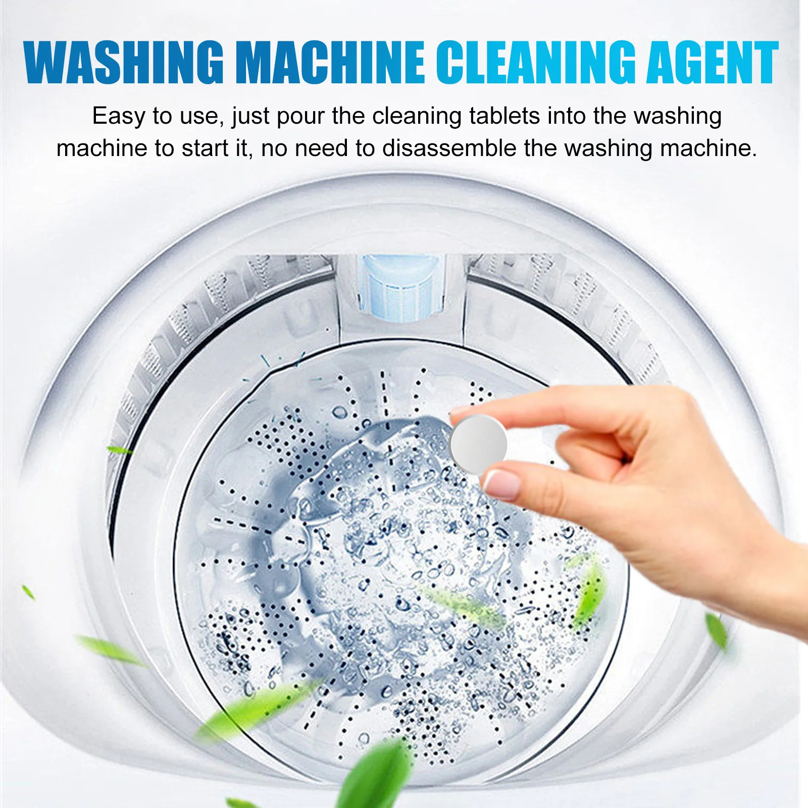 Jue-Fish 12pcs Cleaning Washing Machine Tablets Remove Limescale Build Up Detergent Stain Clean Clothing Freshing Restore Shiny