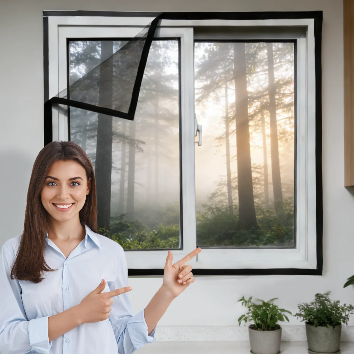 Breathable Ventilation Mosquito Screen Window High Density Anti-Insect Fly Bug Mesh Net Easy Quick Installation No Drilling Requ