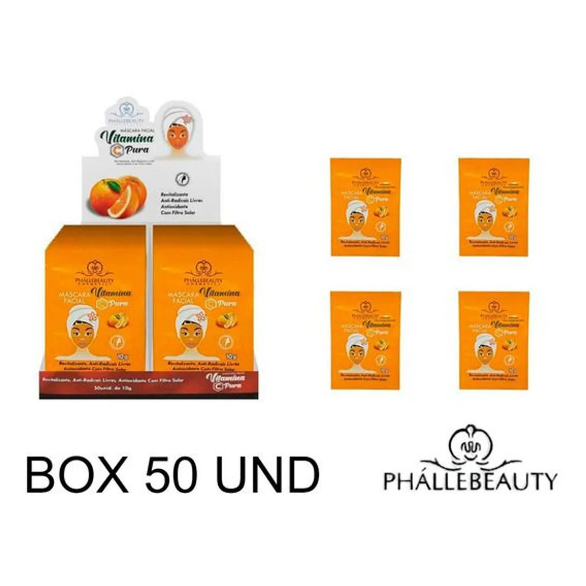 Kit C/50 Units Face Mask Peel Off Vitamin C - Phállebeauty