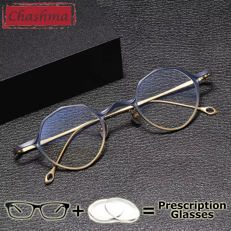 Chashma Prescription Glasses Women Pure Titanium Eyewear Irregular Round Wide Bridge Reading Men Eyeglasses Frames Spectacles