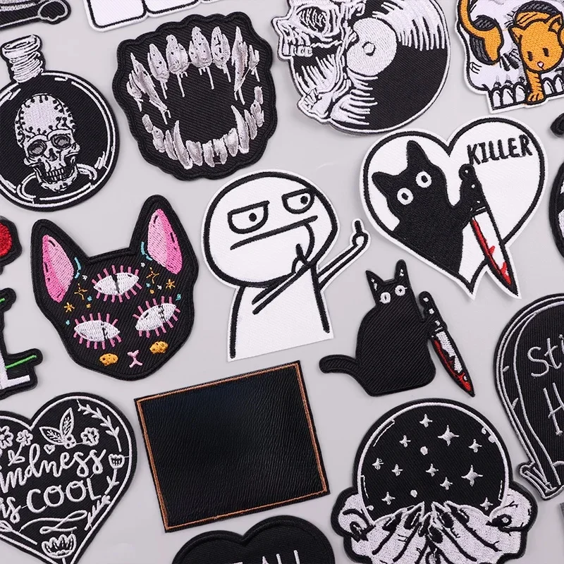 Punk Lustige Patch Eisen Auf Patches Für Kleidung Thermoadhäsive Patches Auf Kleidung Hippie Rock Biker Stickerei Patch Nähen Patch
