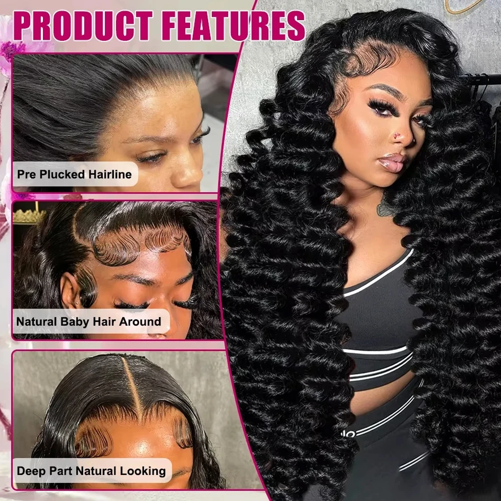 البرازيلي شعر بشري لعذراء فضفاض موجة عميقة 13x4 HD الدانتيل أمامي شعر مستعار بدون صمغ 30 40 بوصة 250% الكثافة الرطب والمموج فضفاض مجعد #4