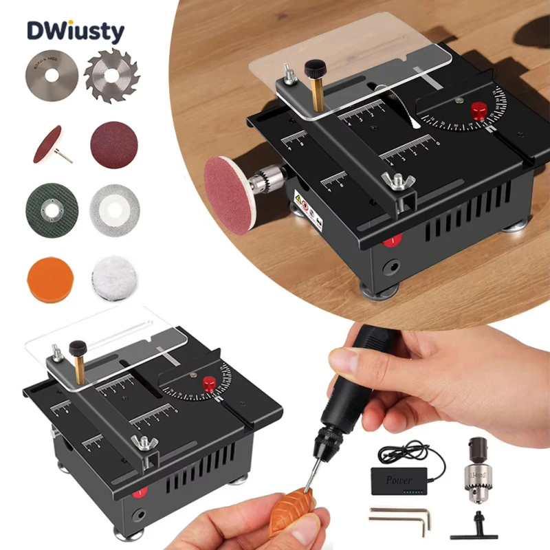 Sierra de Mesa Mini DWiusty de 100W, 5000 RPM, Sierra Eléctrica Pequeña para Trabajar la Madera, Manualidades, Bricolaje, Herramienta de Corte con Hoja de 16mm